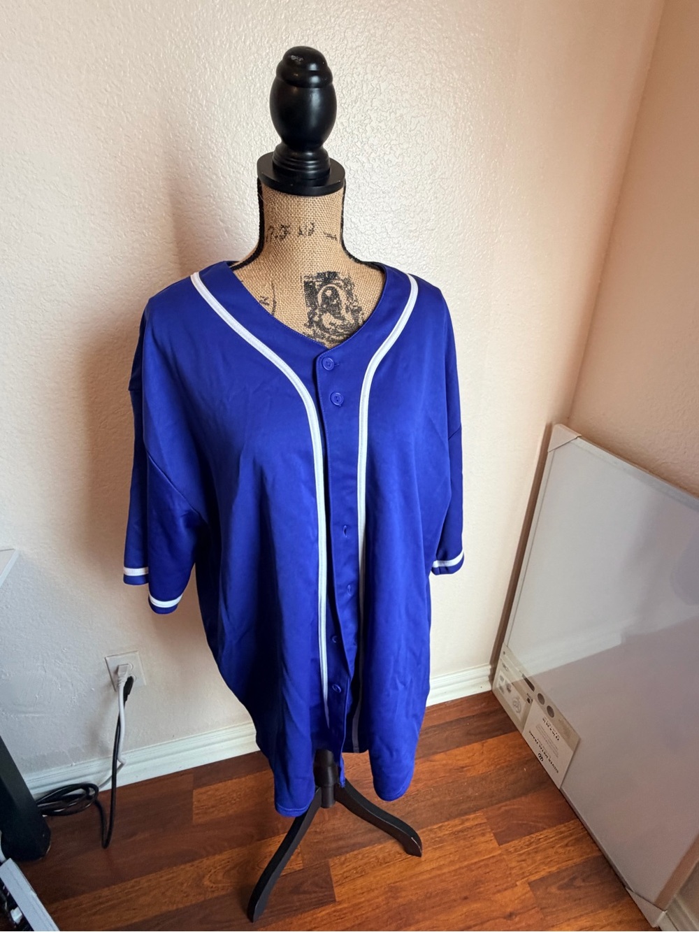 Men's Royal Blue Short-Sleeve Baseball Jersey with White Trim